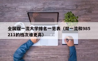 全国双一流大学排名一览表（双一流和985211的档次谁更高）