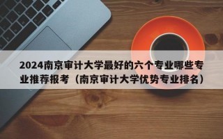 2024南京审计大学最好的六个专业哪些专业推荐报考（南京审计大学优势专业排名）