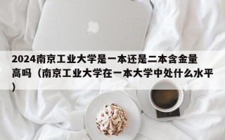 2024南京工业大学是一本还是二本含金量高吗（南京工业大学在一本大学中处什么水平）