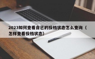 2023如何查看自己的投档状态怎么查询（怎样查看投档状态）