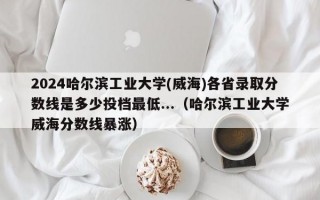 2024哈尔滨工业大学(威海)各省录取分数线是多少投档最低...（哈尔滨工业大学威海分数线暴涨）