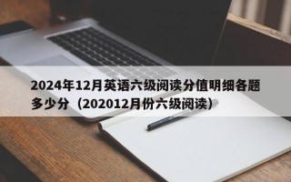 2024年12月英语六级阅读分值明细各题多少分（202012月份六级阅读）