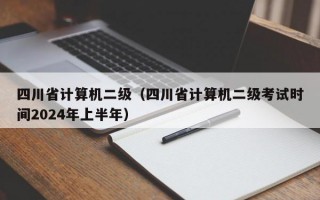 四川省计算机二级（四川省计算机二级考试时间2024年上半年）