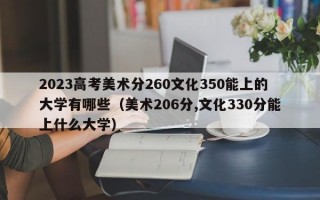 2023高考美术分260文化350能上的大学有哪些（美术206分,文化330分能上什么大学）