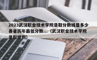 2023武汉职业技术学院录取分数线是多少各省历年最低分数...（武汉职业技术学院录取规则）