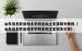 山东信息职业技术学院定向士官录取分数线（山东信息职业技术学院定向士官招生计划）