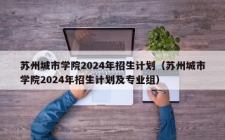 苏州城市学院2024年招生计划（苏州城市学院2024年招生计划及专业组）