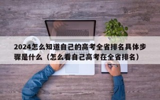 2024怎么知道自己的高考全省排名具体步骤是什么（怎么看自己高考在全省排名）