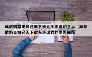 莫愁前路无知己天下谁人不识君的意思（莫愁前路无知己天下谁人不识君的意思解释）