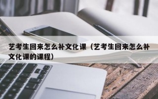 艺考生回来怎么补文化课（艺考生回来怎么补文化课的课程）