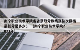 南宁职业技术学院各省录取分数线及位次投档最低分是多少(...（南宁职业技术学院2021年）