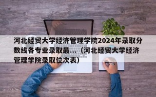 河北经贸大学经济管理学院2024年录取分数线各专业录取最...（河北经贸大学经济管理学院录取位次表）