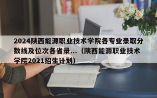 2024陕西能源职业技术学院各专业录取分数线及位次各省录...（陕西能源职业技术学院2021招生计划）